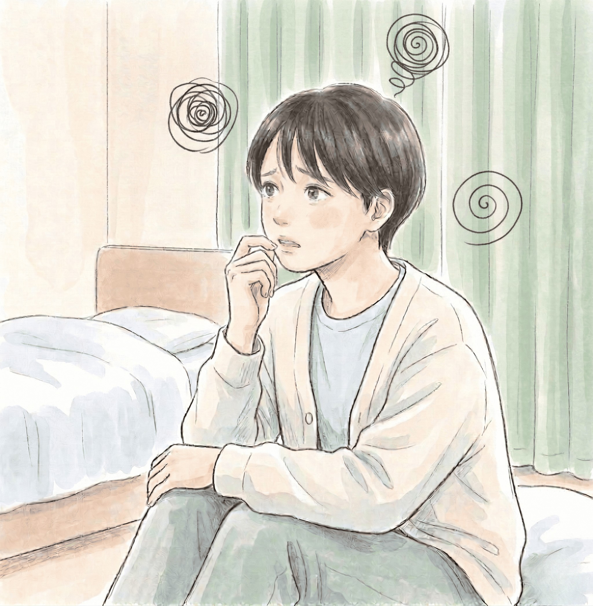 将来への不安と期待を抱えるイメージイラスト